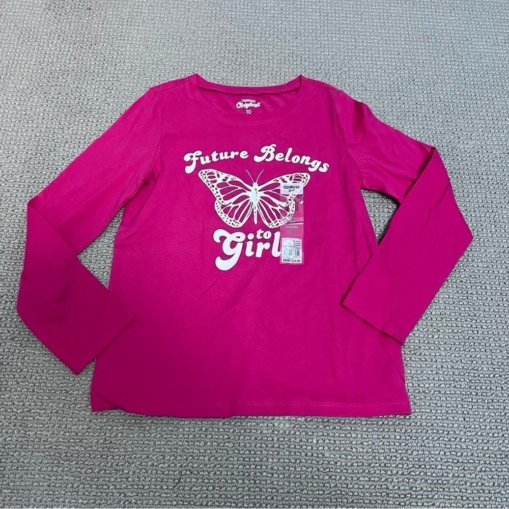 🍭6/$30 New OshKosh Girl’s Pink Butterfly Graphic Long Sleeve Tee - 10